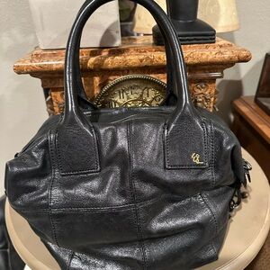 Elegant Elliott Lucca Navy Blue Leather Handbag